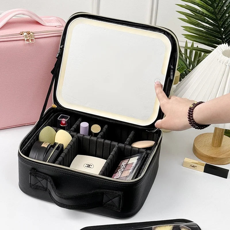 LED Cosmetic Case with Mirror - Large Capacity Luxury Makeup Bag