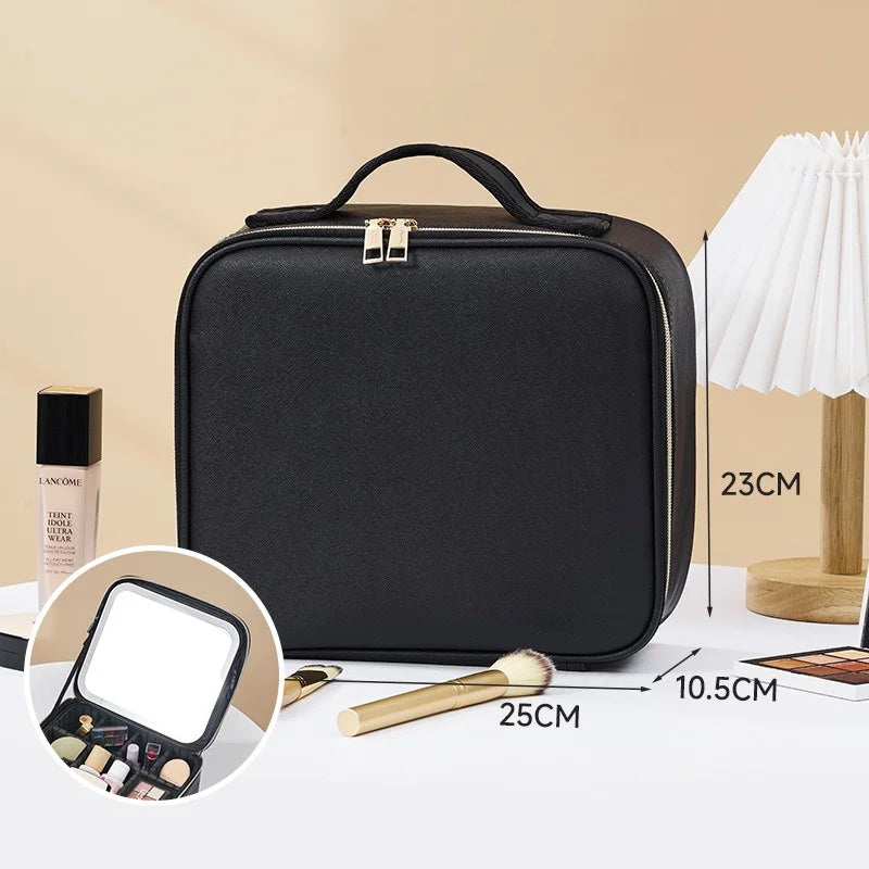 LED Cosmetic Case with Mirror - Large Capacity Luxury Makeup Bag