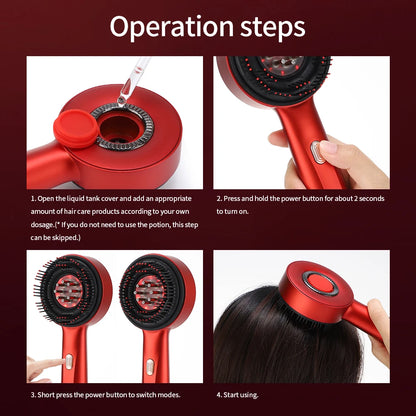 Electric Vibration Massage Comb with Red Light Therapy - Scalp Brush & Hair Growth Stimulator