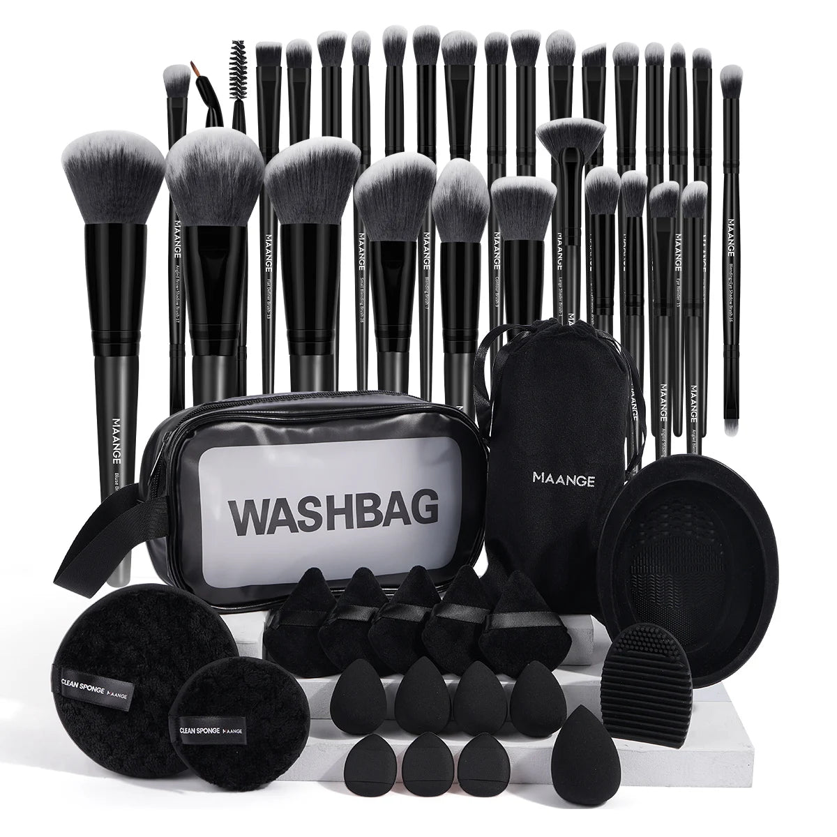 MAANGE 46PCS Makeup Kit – Brushes, Sponges & Tools