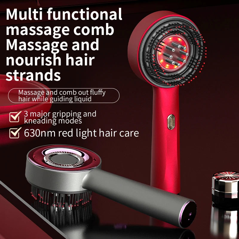 Electric Vibration Massage Comb with Red Light Therapy - Scalp Brush & Hair Growth Stimulator