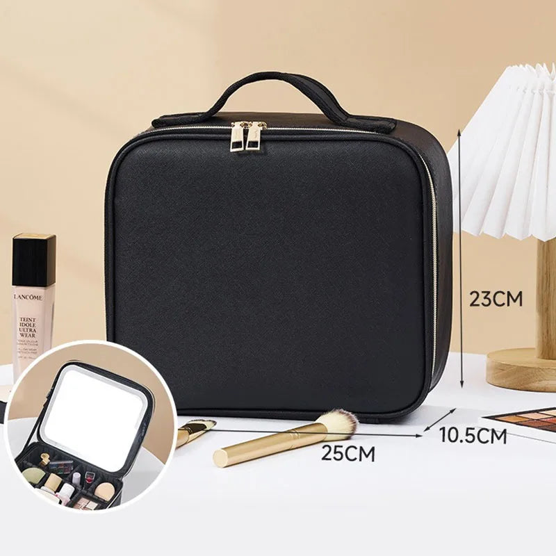 LED Cosmetic Case with Mirror - Large Capacity Luxury Makeup Bag