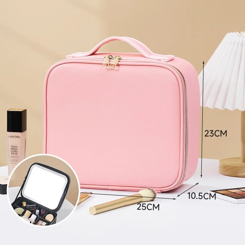 LED Cosmetic Case with Mirror - Large Capacity Luxury Makeup Bag